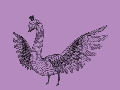 Stylized Toon Swan rigged 3D model