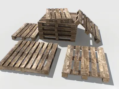 Industrial Wooden Pallet 4 Low-poly 3D model
