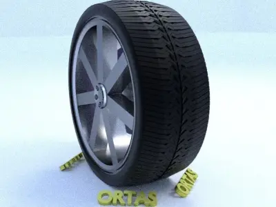 ORTAS CAR RIM 1 GAME READY RIM TIRE AND BRAKE DISC 3D model