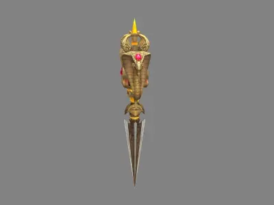 Gold Cobra Dagger - magic weapon Low-poly 3D model
