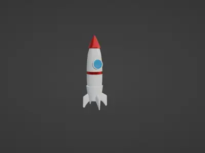 Low poly rocket animated and simulated Low-poly 3D model