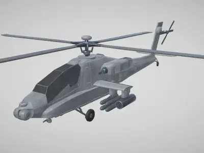 Military AH64 Apache Helicopter Low-poly 3D model