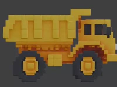 Voxel Construction Dump Truck 3D Model Low-poly 3D model