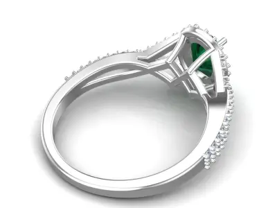 Antique Halo Style Emerald Proposal Twist Band Ring 3D print model