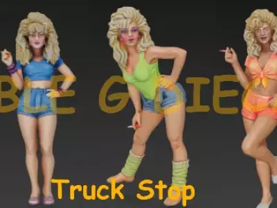 Truck Stop - Women Smoking 7 Figure STL SET 3D print model