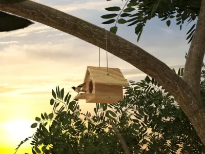 Bird House in Forest 3D model