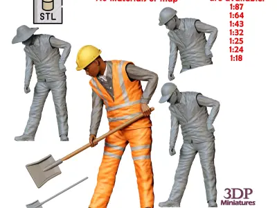 N3 Railway Track Worker with Shovel 3D print model