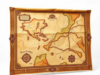 Antique Nautical Map Model Pack for Historical Projects and G... Low-poly 3D model