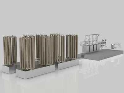 Industrial boiler room 3D model Textured