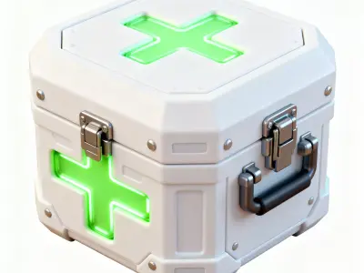 Stylized Sci-Fi Medical Crate 3D Model Low-poly 3D model