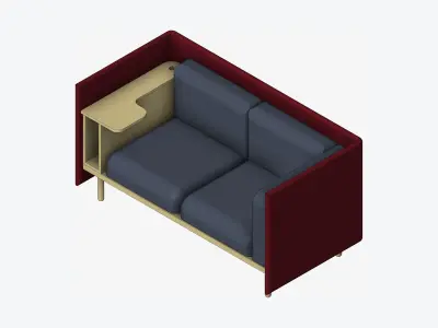Sofa - Contemporary - Flame - Small Work Shelf - Left Low-poly 3D model purchase
