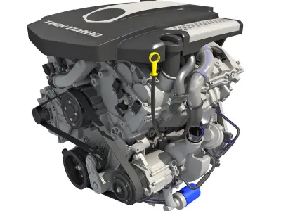  Animated V6 Engine with Ignition 