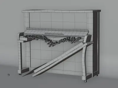 Old Broken Wooden Piano Low-poly 3D model