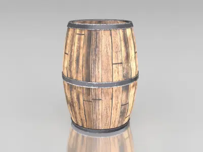 Wooden Barrel Low-poly 3D model 2