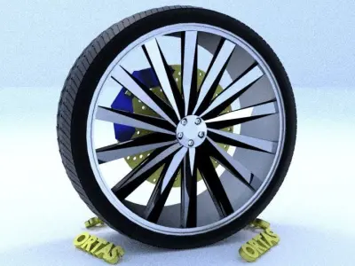 ORTAS CAR RIM 27 GAME READY RIM TIRE AND DISC 3D model