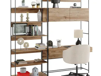 Industrial modular wall desk 3D model