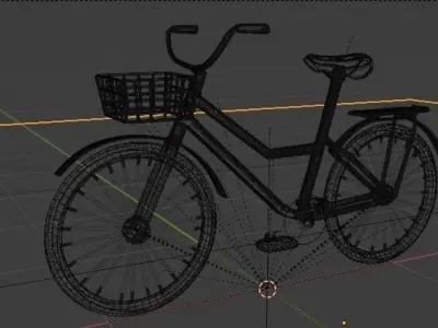 Cycle Low Poly bicycle with basket Free low-poly 3D model