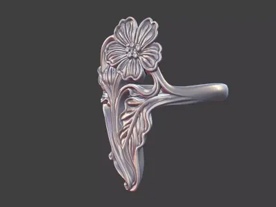 art nouveau floral ring v2 nature inspired 3D print model