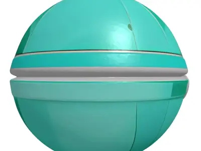 Futuristic Teal Metallic Glitter Orb 3D model