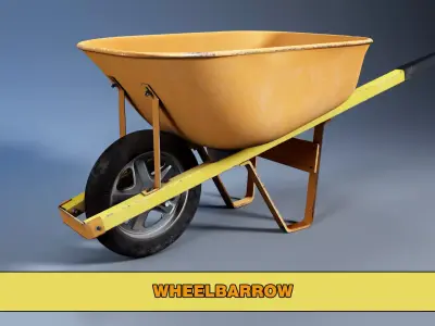Wheelbarrow Low-poly 3D model 17