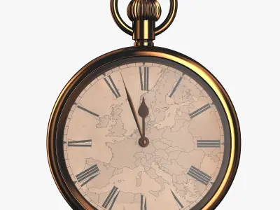 Gold pocket watch with a dial Europe 3D model