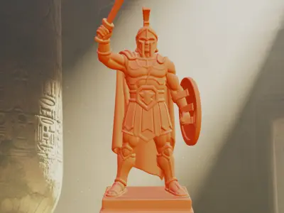 Stylized Spartan Warrior Statue Stone Printable 3D print model purchase