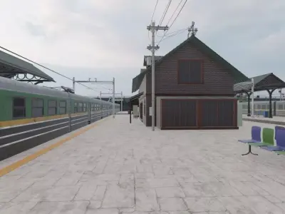 Train Station Scene 3D model
