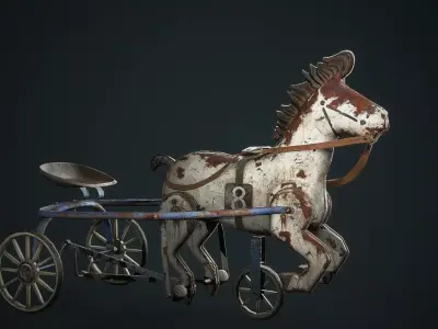 Vintage Soviet Horse Tricycle  Low-poly 3D model