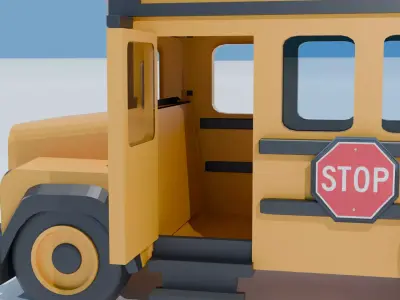 School Bus cartoon Low-poly 3D model