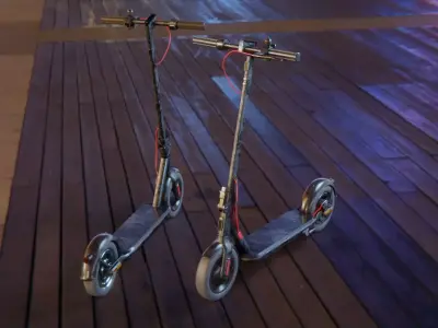 Xiaomi Mi 4 electric scooter scratched Low-poly 3D model