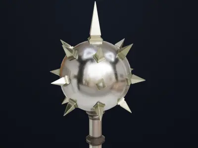 Silver Mace 01 All PBR Unity UE Textures Included  Low-poly 3D model