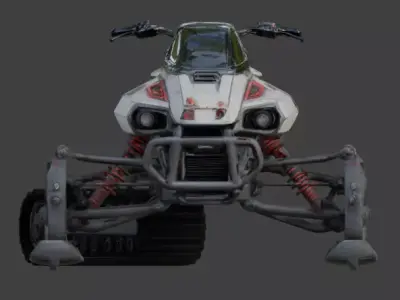 Realistic Sci-Fi Arctic Crawler Bike Low-poly 3D model