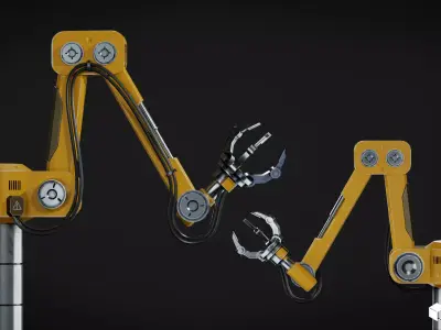 Robotic Machine Arm  Low-poly 3D model