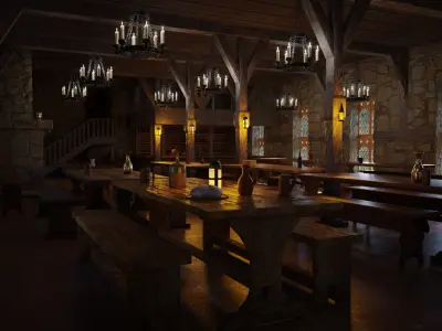 Medieval Tavern 3d Scene 3D model
