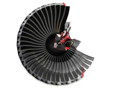 Turbofan engine 3D model by Prestations3d