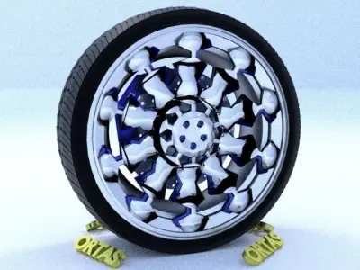 ORTAS CAR RIM 26 GAME READY RIM TIRE AND DISC 3D model