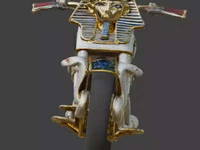  Egyptian Pharaoh Luxury Chopper motorcycle Low-poly 3D model