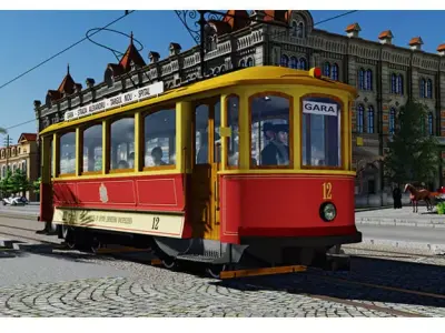 SKODA retro tramway Low-poly 3D model