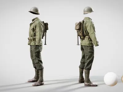 US WWII Infantry Soldier 3D model
