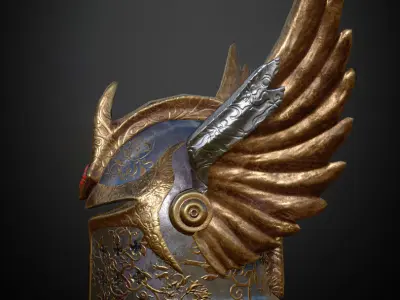 HELMET12 Game Ready helmet with wings Low-poly 3D model