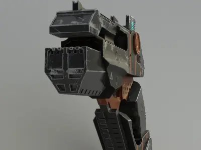 Sci-fi Pistol Low-poly 3D model 6