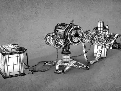 Minigun machine with battery Low-poly 3D model