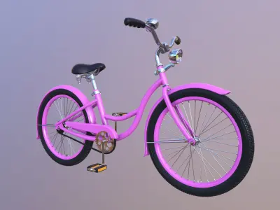 Bicycle Beach Cruiser  Vintage Ladies Bike 3D model