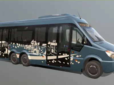 Mercedes bus 77 VGB Low-poly 3D model