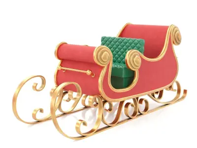Santa Claus Sleigh Low-poly 3D model purchase