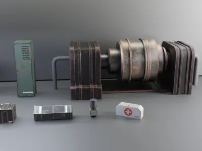 Fallout Inspired Props Pack Game Ready Assets Low-poly 3D model