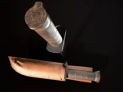 Army Knife with case Low-poly 3D model