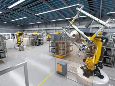 Modern factory assembly and manufacturing workshop 3D model