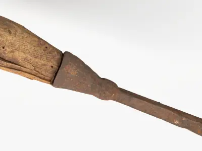 Chisel with wood handle Low-poly 3D model