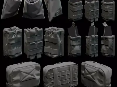 MarvelousDesigner Pouches 3D Model Pack